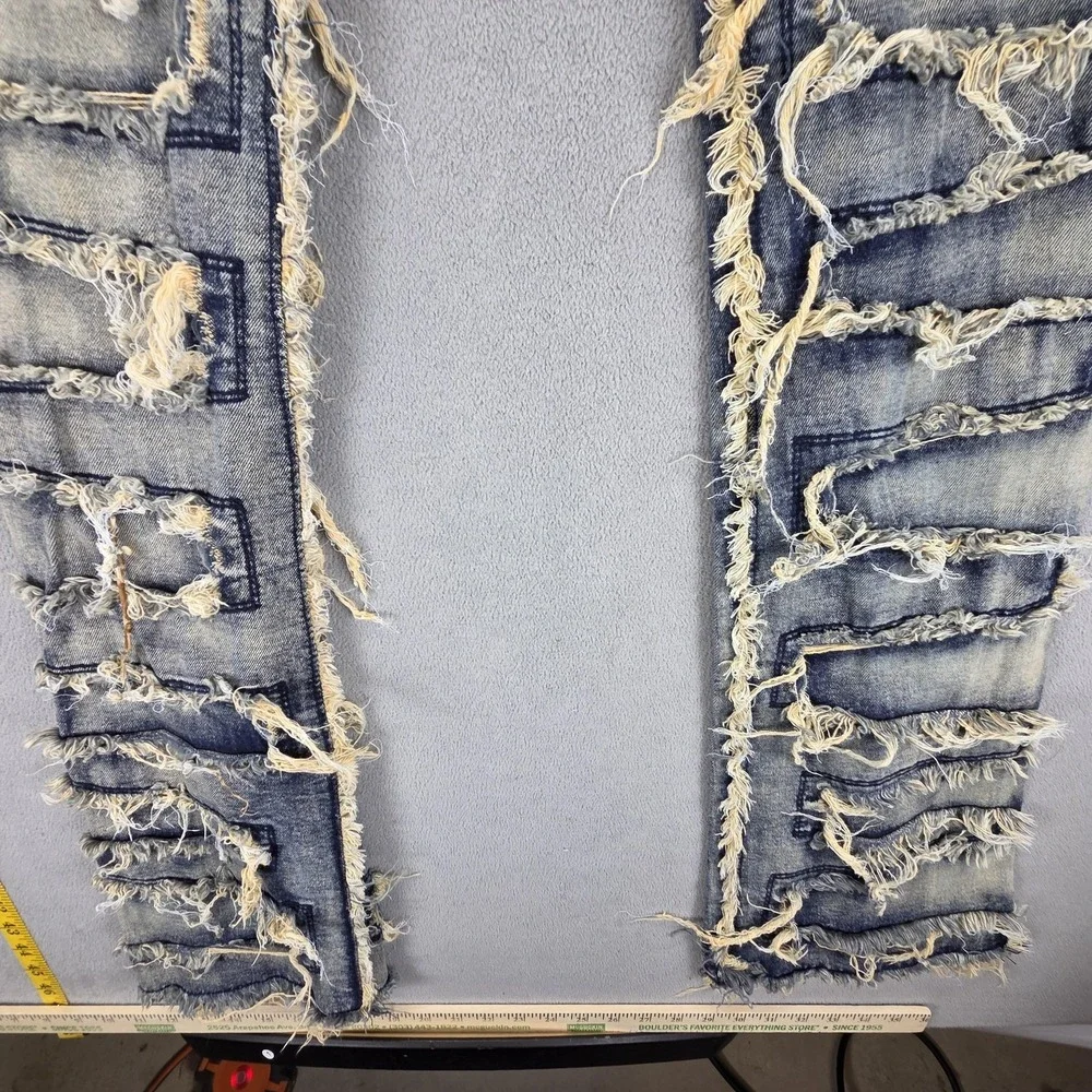 Rockstar Original Zariyah Stacked Flare Jeans Womens L Distressed Fringe 27x34